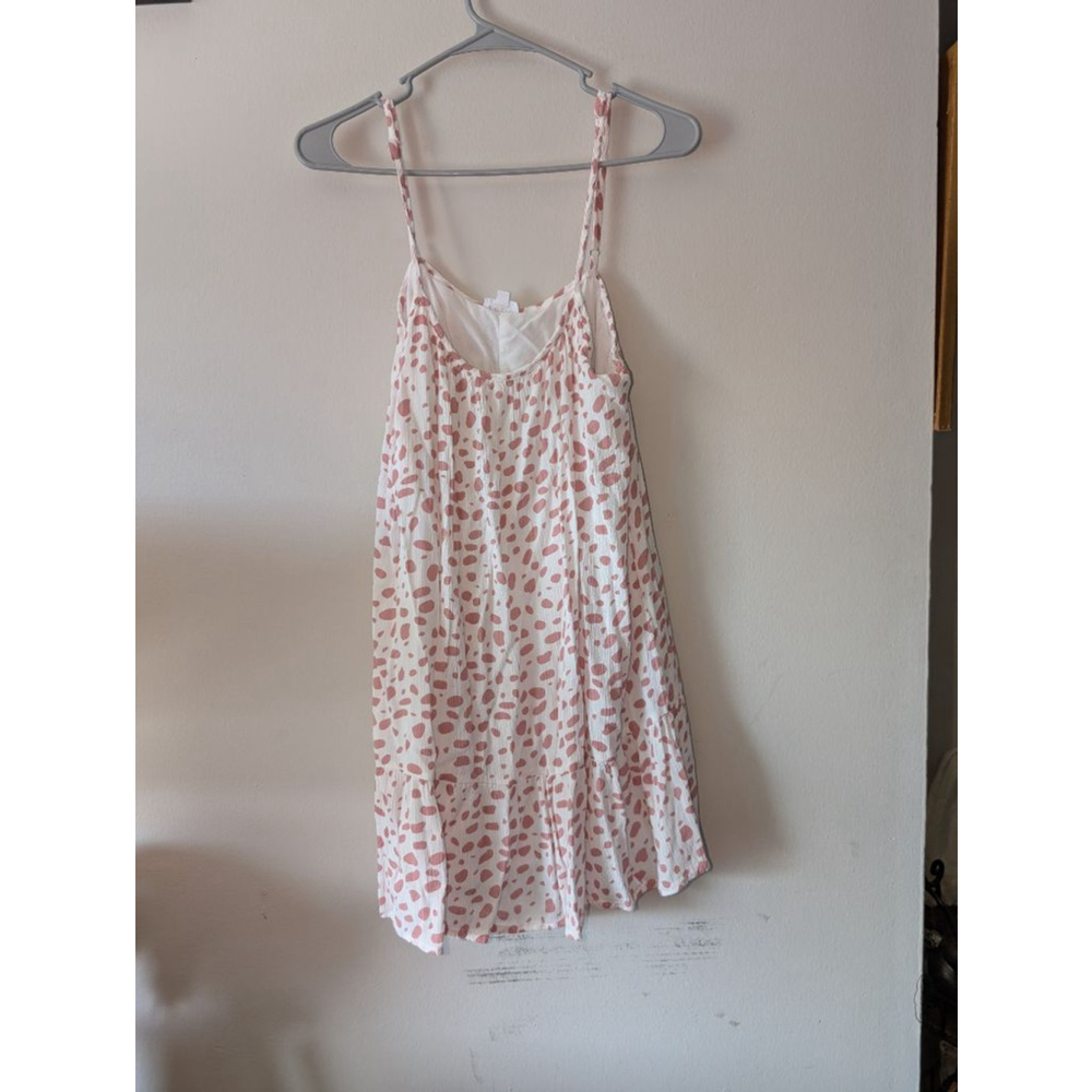 Le Lis White Pink Spotted Sleeveless Mini Dress Women's Medium